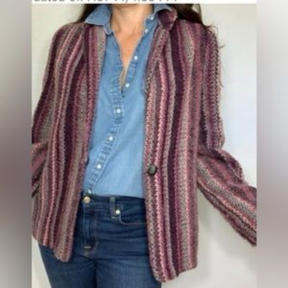D.K. GOLD BY DONNAKENNY Striped Multicolor Wool Blend Jacket Blazer Coat L Pink